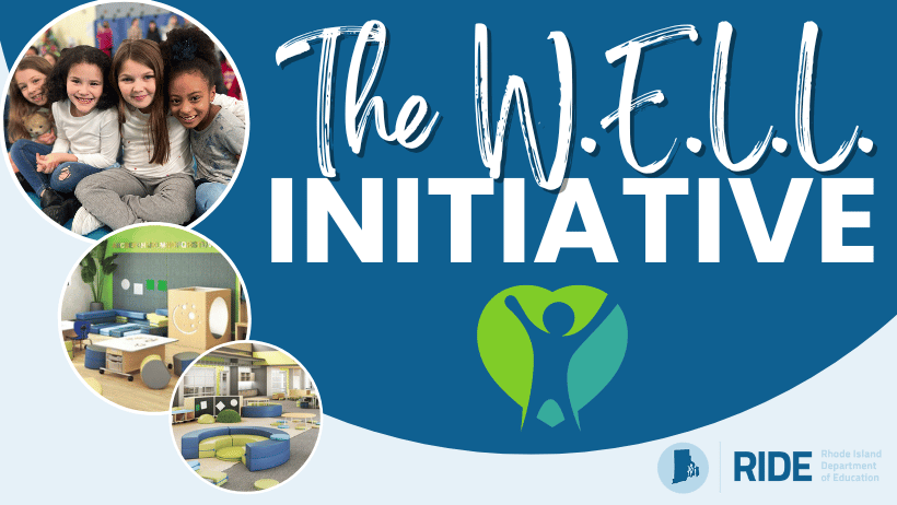 WELL Initiative logo with three girls smiling and two classrooms.