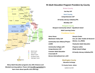 Map of Rhode Island Adult Education System