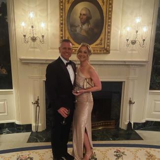 Aimée Couto and her husband Adam at the Teachers of the Year State Dinner at the White House